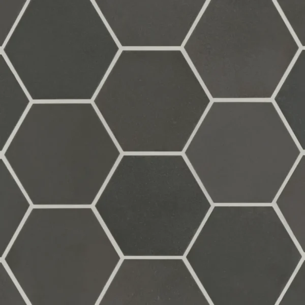 Celine 4" Hexagon Matte Porcelain Floor & Wall Tile in Black