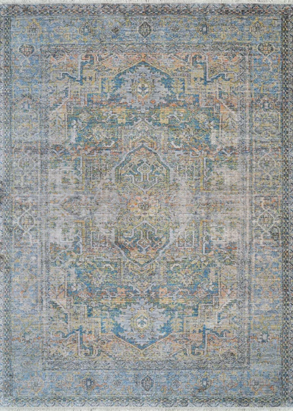 Halli Antique Lavar  Sky Blue-Stone-Multi