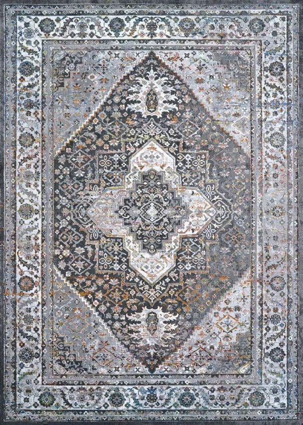 Gypsy Persian Medallion  Dark Grey-Ivory