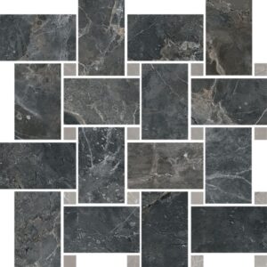Black Shine Basketweave Mosaic Polished
