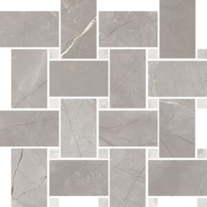 Grey Shine Basketweave Mosaic Polished