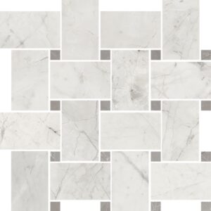 White Shine Basketweave Mosaic Polished